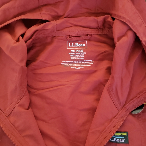 Womens Sz 2X L.L. Bean Rust Coral & Pink Hooded Anorak Jacket - Picture 2 of 7
